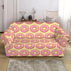 Pink Glazed Donut Pattern Print Loveseat Slipcover