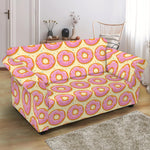 Pink Glazed Donut Pattern Print Loveseat Slipcover