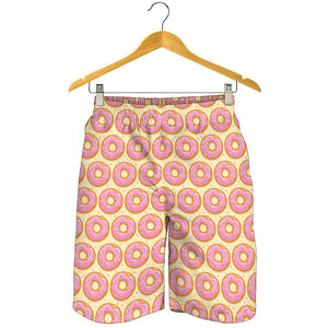 Pink Glazed Donut Pattern Print Men's Shorts