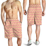 Pink Glazed Donut Pattern Print Men's Shorts