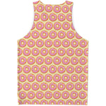 Pink Glazed Donut Pattern Print Men's Tank Top