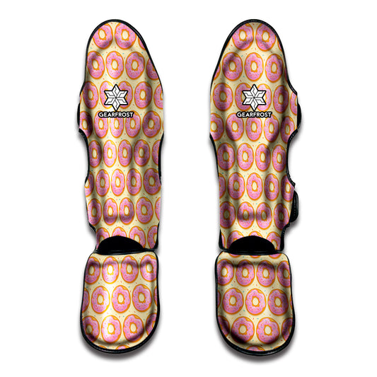 Pink Glazed Donut Pattern Print Muay Thai Shin Guard