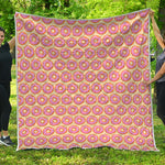 Pink Glazed Donut Pattern Print Quilt