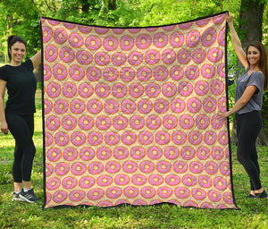 Pink Glazed Donut Pattern Print Quilt