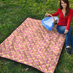 Pink Glazed Donut Pattern Print Quilt