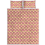 Pink Glazed Donut Pattern Print Quilt Bed Set