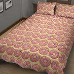 Pink Glazed Donut Pattern Print Quilt Bed Set