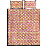 Pink Glazed Donut Pattern Print Quilt Bed Set