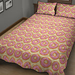 Pink Glazed Donut Pattern Print Quilt Bed Set