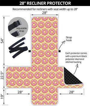 Pink Glazed Donut Pattern Print Recliner Protector