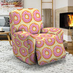 Pink Glazed Donut Pattern Print Recliner Slipcover