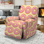 Pink Glazed Donut Pattern Print Recliner Slipcover