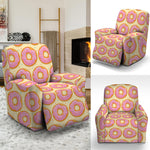 Pink Glazed Donut Pattern Print Recliner Slipcover