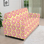 Pink Glazed Donut Pattern Print Sofa Cover