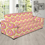 Pink Glazed Donut Pattern Print Sofa Slipcover