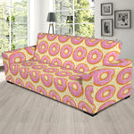 Pink Glazed Donut Pattern Print Sofa Slipcover