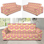 Pink Glazed Donut Pattern Print Sofa Slipcover