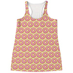 Pink Glazed Donut Pattern Print Women's Racerback Tank Top