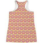 Pink Glazed Donut Pattern Print Women's Racerback Tank Top