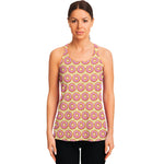 Pink Glazed Donut Pattern Print Women's Racerback Tank Top