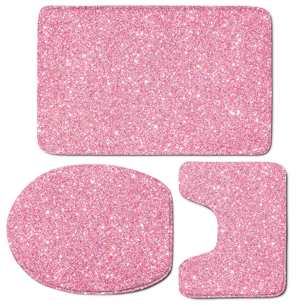 Pink Glitter Artwork Print (NOT Real Glitter) 3 Piece Bath Mat Set