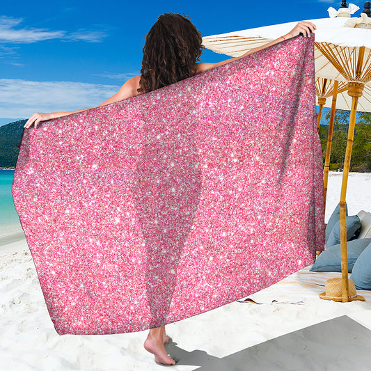 Pink Glitter Artwork Print (NOT Real Glitter) Beach Sarong Wrap