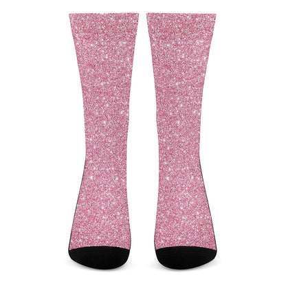 Pink Glitter Artwork Print (NOT Real Glitter) Crew Socks