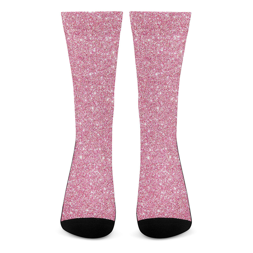 Pink Glitter Artwork Print (NOT Real Glitter) Crew Socks