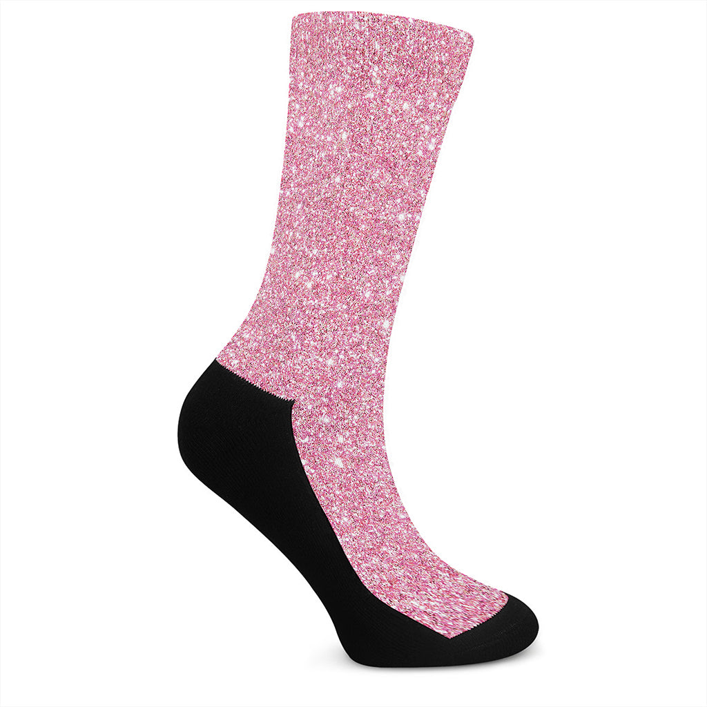 Pink Glitter Artwork Print (NOT Real Glitter) Crew Socks