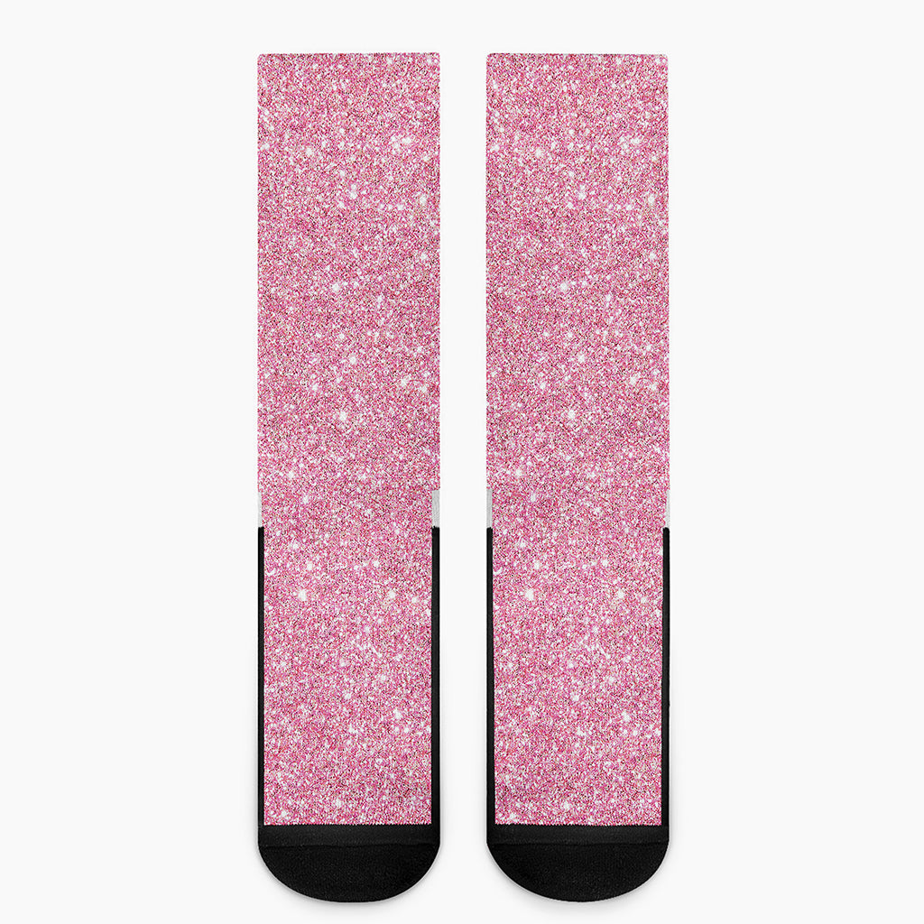 Pink Glitter Artwork Print (NOT Real Glitter) Crew Socks