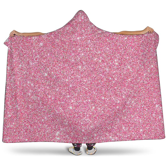 Pink Glitter Artwork Print (NOT Real Glitter) Hooded Blanket