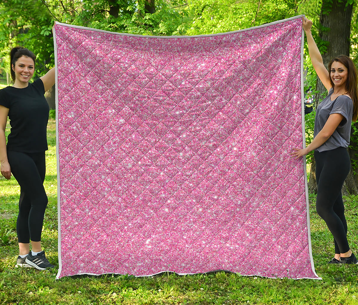 Pink Glitter Artwork Print (NOT Real Glitter) Quilt