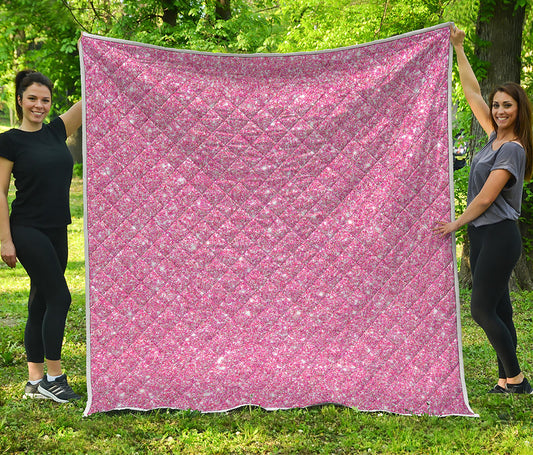 Pink Glitter Artwork Print (NOT Real Glitter) Quilt