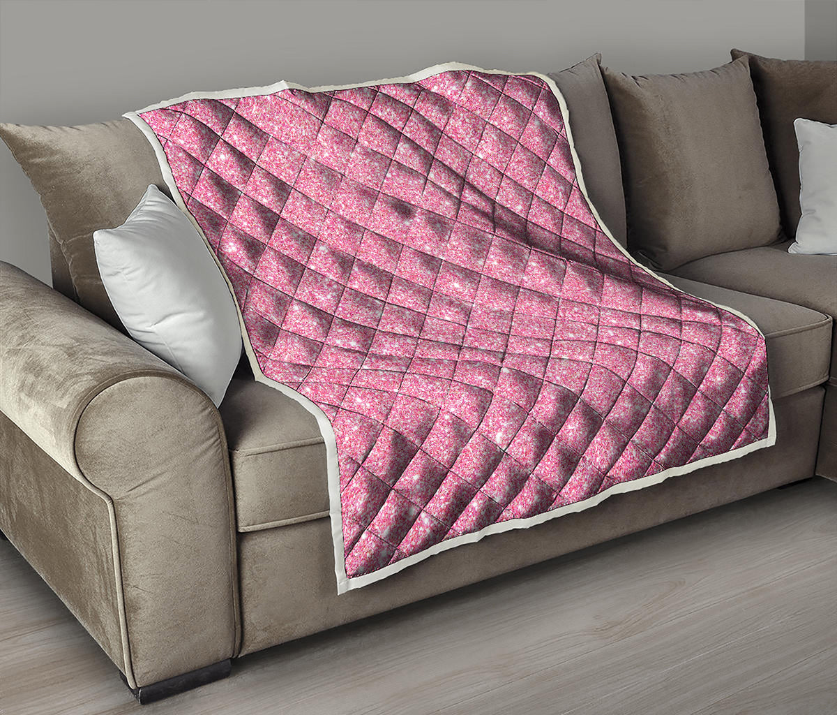 Pink Glitter Artwork Print (NOT Real Glitter) Quilt