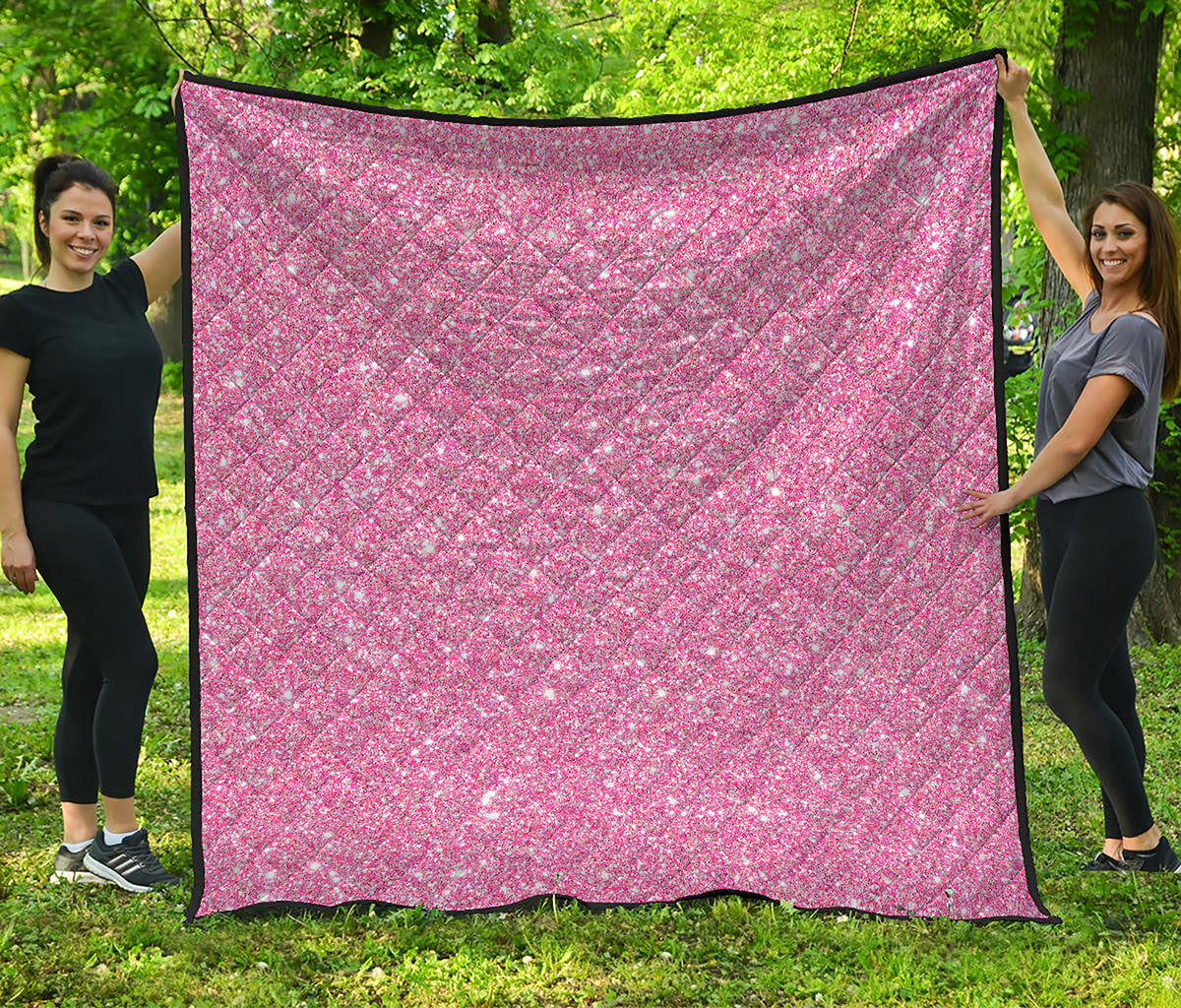 Pink Glitter Artwork Print (NOT Real Glitter) Quilt