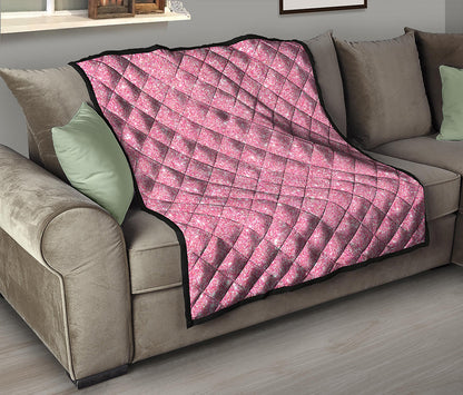 Pink Glitter Artwork Print (NOT Real Glitter) Quilt