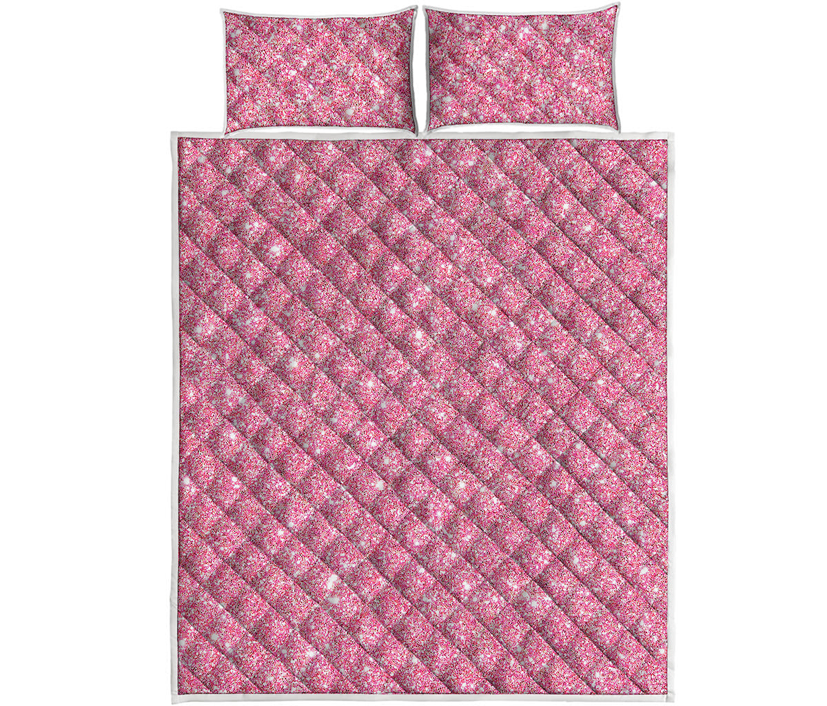 Pink Glitter Artwork Print (NOT Real Glitter) Quilt Bed Set