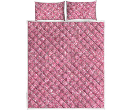 Pink Glitter Artwork Print (NOT Real Glitter) Quilt Bed Set
