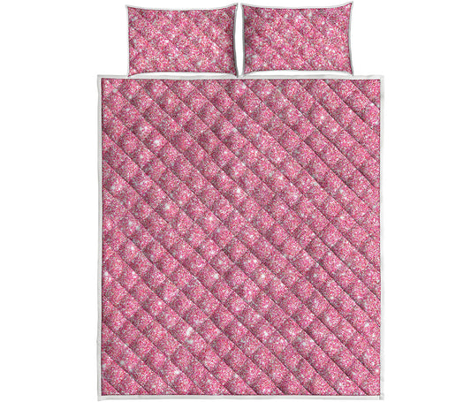 Pink Glitter Artwork Print (NOT Real Glitter) Quilt Bed Set