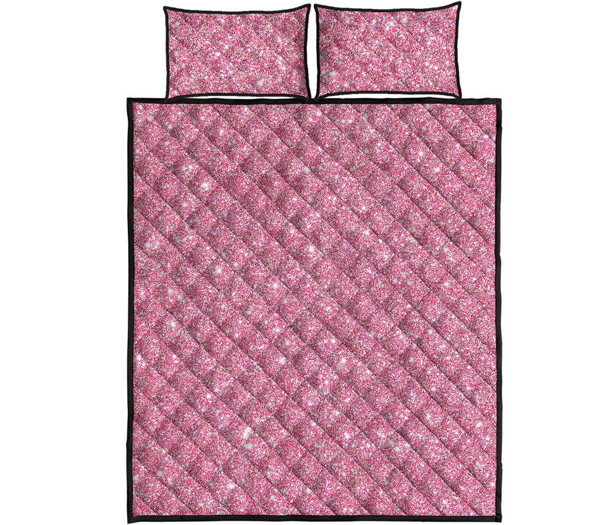 Pink Glitter Artwork Print (NOT Real Glitter) Quilt Bed Set