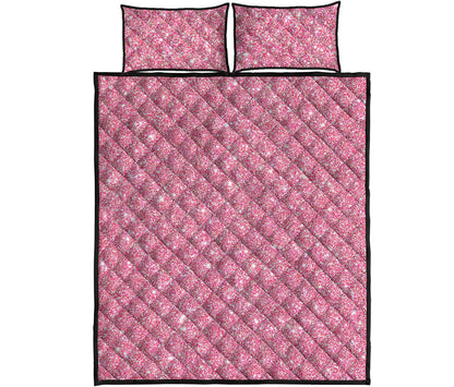 Pink Glitter Artwork Print (NOT Real Glitter) Quilt Bed Set
