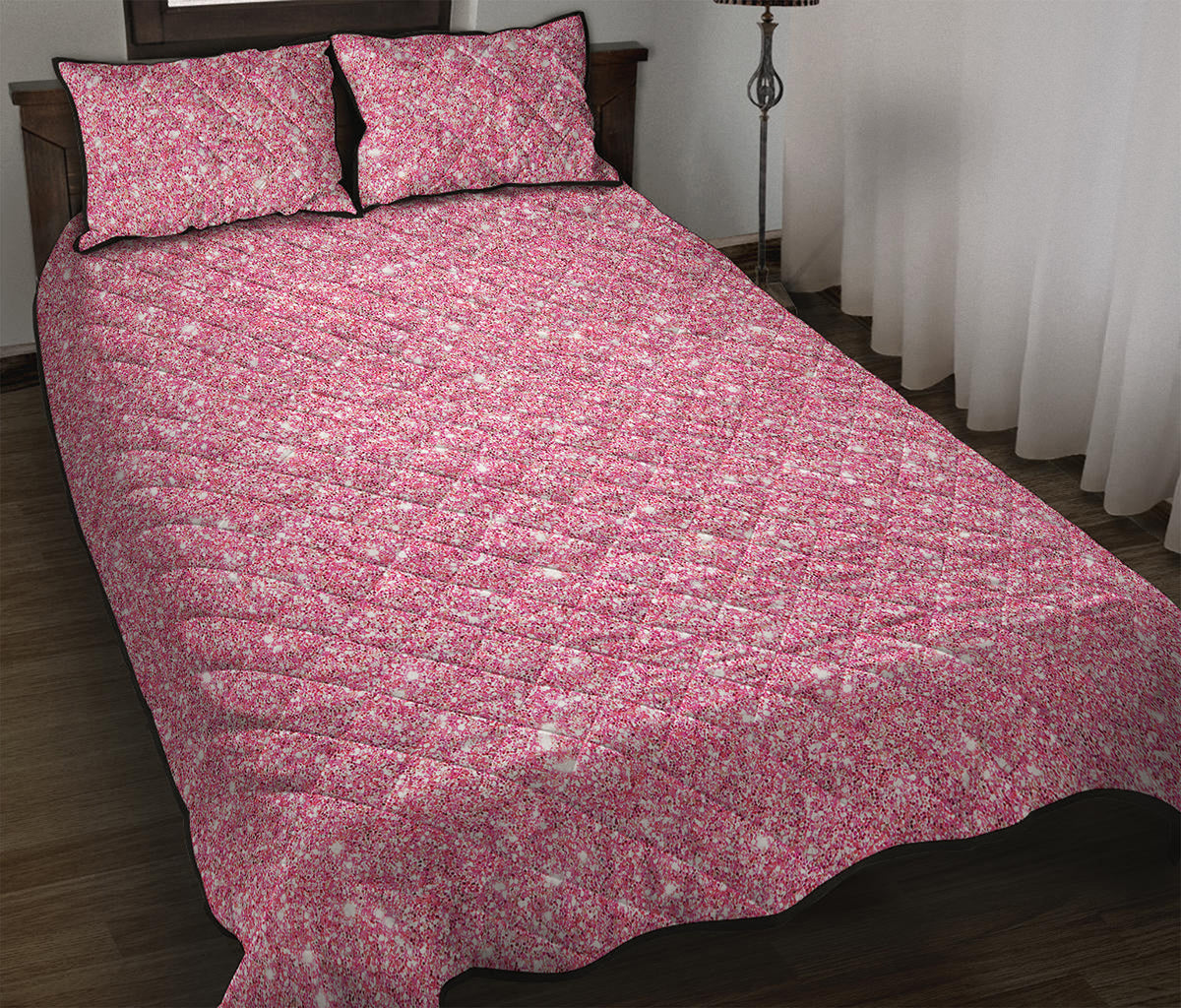 Pink Glitter Artwork Print (NOT Real Glitter) Quilt Bed Set