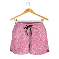 Pink (NOT Real) Glitter Print Women's Shorts