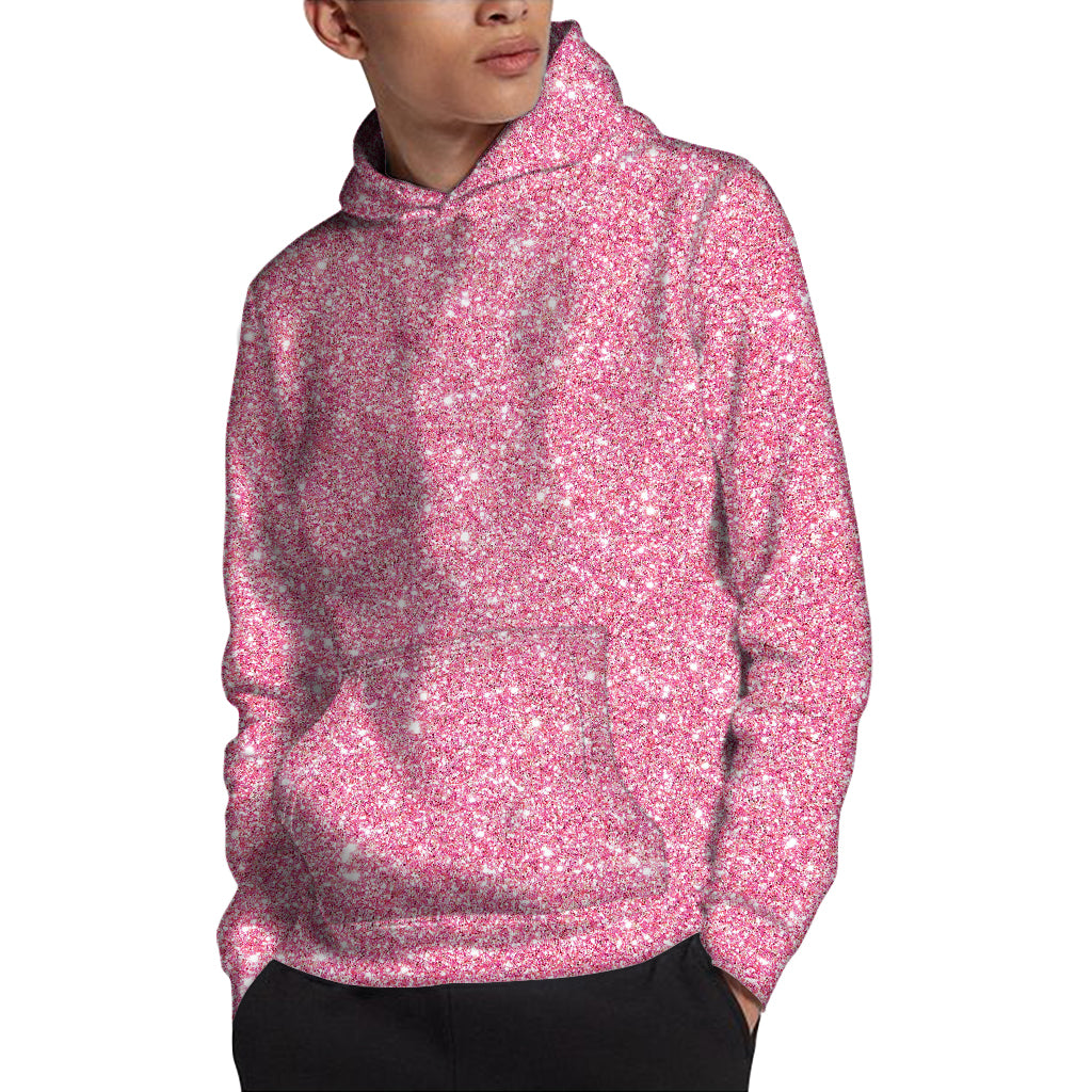 Pink Glitter Artwork Print Pullover Hoodie