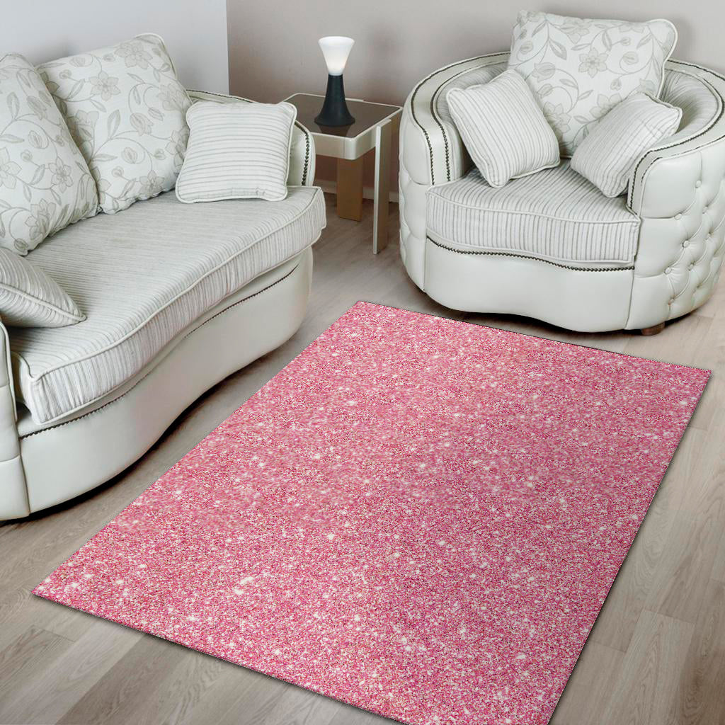 Pink Glitter Texture Print Area Rug