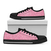 Pink Glitter Texture Print Black Low Top Shoes