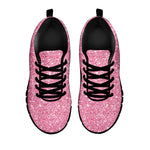 Pink Glitter Texture Print Black Sneakers