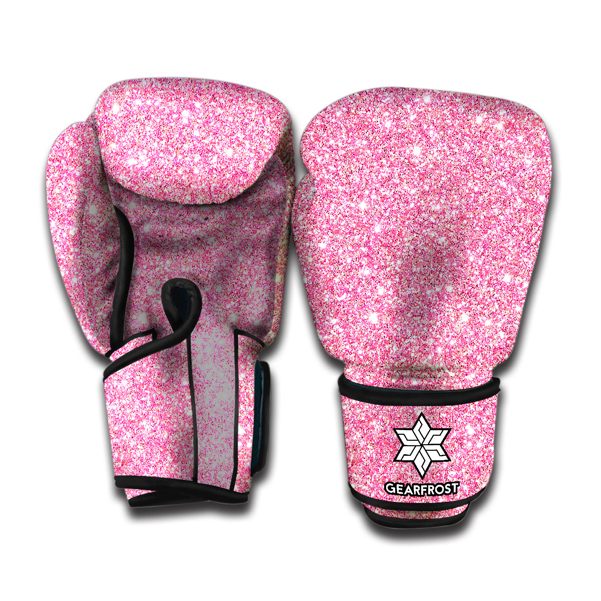 Pink (NOT Real) Glitter Print Boxing Gloves