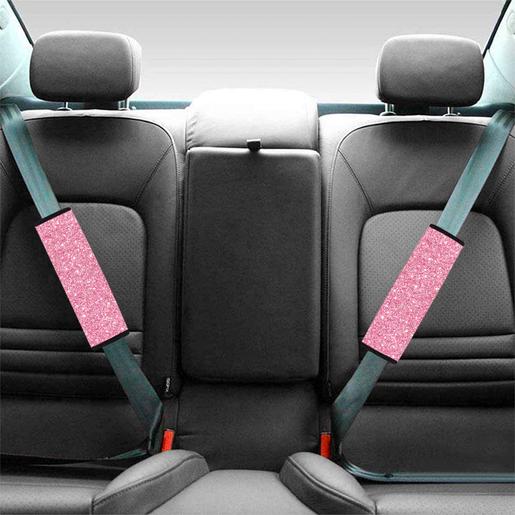 Pink Glitter Texture Print Car Seat Belt Covers