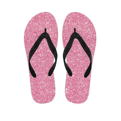 Pink Glitter Texture Print Flip Flops